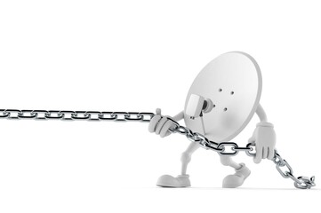 Sticker - Satellite dish character pulling chain