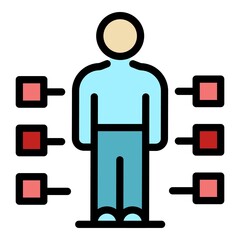 Poster - Worker responsibilities icon. Outline worker responsibilities vector icon color flat isolated