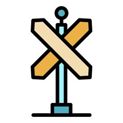 Poster - Railroad indicator icon. Outline railroad indicator vector icon color flat isolated