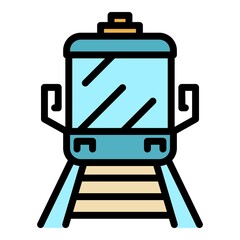 Poster - Railway train icon. Outline railway train vector icon color flat isolated