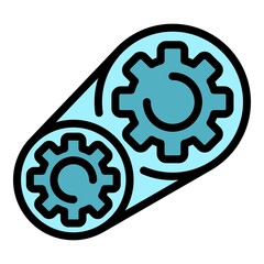 Poster - Motor gear wheels icon. Outline motor gear wheels vector icon color flat isolated