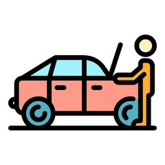 Poster - Auto mechanic icon. Outline auto mechanic vector icon color flat isolated