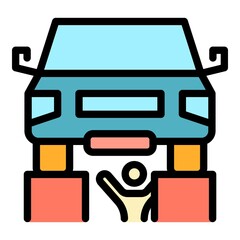 Poster - Auto mechanic fix car icon. Outline auto mechanic fix car vector icon color flat isolated