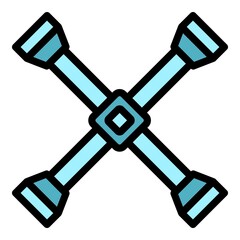 Poster - Cross car key icon. Outline cross car key vector icon color flat isolated