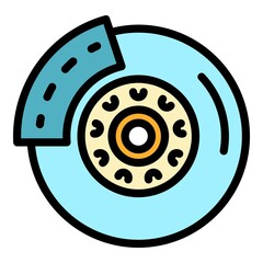 Poster - Car brake disc icon. Outline car brake disc vector icon color flat isolated