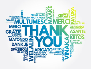 Sticker - Thank You word cloud in different languages, concept background