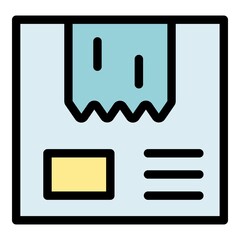 Poster - Adhesive tape on the package icon. Outline adhesive tape on the package vector icon color flat isolated