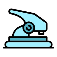 Poster - Puncher side view icon. Outline puncher side view vector icon color flat isolated