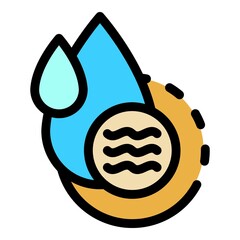 Poster - Two drops and waves icon. Outline two drops and waves vector icon color flat isolated