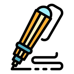 Poster - 3d design pen icon. Outline 3d design pen vector icon color flat isolated
