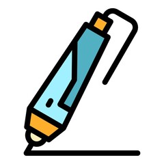 Poster - 3d modern pen icon. Outline 3d modern pen vector icon color flat isolated