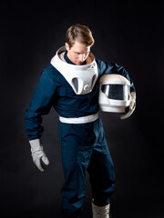 Wall Mural - An astronaut in a spacesuit is ready for launch.