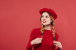 © SHOTPRIME STUDIO - cheerful woman with pigtails fun Red lips luxury isolated background