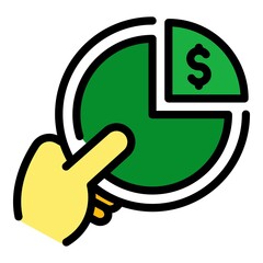 Poster - Pie chart money service icon. Outline pie chart money service vector icon color flat isolated