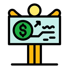 Poster - Broker banner money icon. Outline broker banner money vector icon color flat isolated