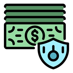 Poster - Protected money icon. Outline protected money vector icon color flat isolated