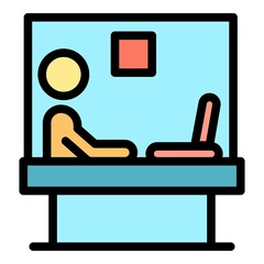 Poster - Cashier worker icon. Outline cashier worker vector icon color flat isolated