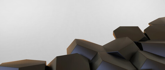 Aufkleber - Abstract background. futuristic Hexagon shapes and technology digital with Minimal Concept on black. Copy space, Banner, Artwork - 3d rendering