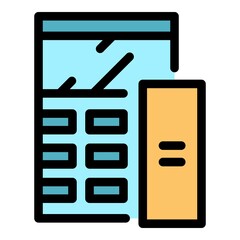 Poster - Scientific calculator icon. Outline scientific calculator vector icon color flat isolated