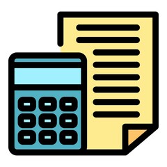 Poster - Finance calculator paper icon. Outline finance calculator paper vector icon color flat isolated