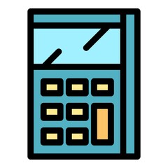 Poster - Calculator math device icon. Outline calculator math device vector icon color flat isolated