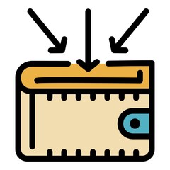 Poster - Trader wallet icon. Outline trader wallet vector icon color flat isolated