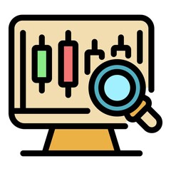 Poster - Trader online analysis icon. Outline trader online analysis vector icon color flat isolated