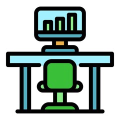 Poster - Trader home desktop icon. Outline trader home desktop vector icon color flat isolated