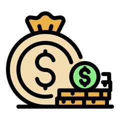 Poster - Trader coin stack icon. Outline trader coin stack vector icon color flat isolated