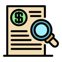 Poster - Trader money document icon. Outline trader money document vector icon color flat isolated