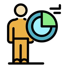 Poster - Working broker icon. Outline working broker vector icon color flat isolated