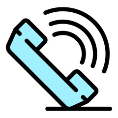 Poster - Broker call icon. Outline broker call vector icon color flat isolated