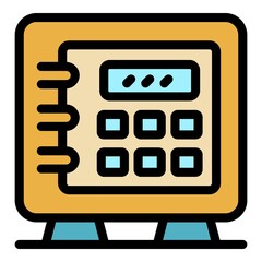 Poster - Broker money safe icon. Outline broker money safe vector icon color flat isolated