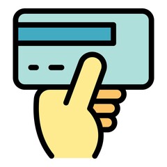 Poster - Bank card icon. Outline bank card vector icon color flat isolated