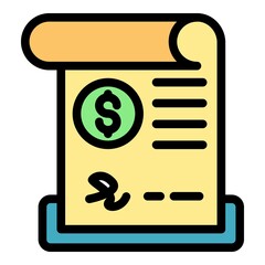 Poster - Credit paper bill icon. Outline credit paper bill vector icon color flat isolated