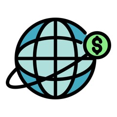 Poster - Global business credit icon. Outline global business credit vector icon color flat isolated