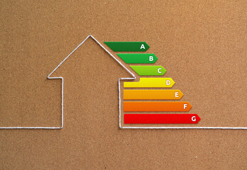 Energy Performance Certificate - Illustration of a house with EPC ratings