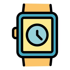 Poster - Hand sport watch icon. Outline hand sport watch vector icon color flat isolated