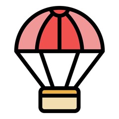 Poster - Delivery box parachute icon. Outline delivery box parachute vector icon color flat isolated