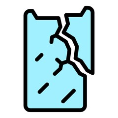 Poster - Cracked screen icon. Outline cracked screen vector icon color flat isolated