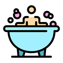 Poster - bathtub icon. outline bathtub vector icon color flat isolated