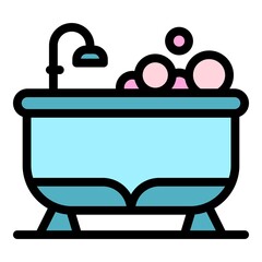 Poster - Shower bathtub icon. Outline shower bathtub vector icon color flat isolated