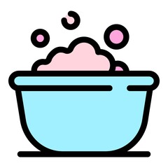 Poster - Bath with bubbles icon. Outline bath with bubbles vector icon color flat isolated