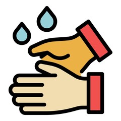 Poster - Washing water hands icon. Outline washing water hands vector icon color flat isolated