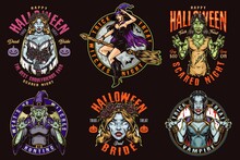 Halloween Colorful Vintage Emblems