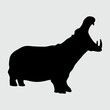 Hippo Silhouette, Hippo Isolated On White Background