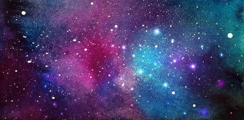Wall Mural - Vector cosmic illustration. Beautiful colorful space background. Watercolor Cosmos