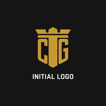 CG initial logo with shield and crown style