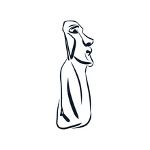 Symbol Stone From Easter Island Vector Sketches. Logo Ancient Stone Idol. Chilean Moai Illustrations