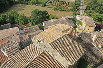 Poster - Rooftops of Grignan from the castle, France	